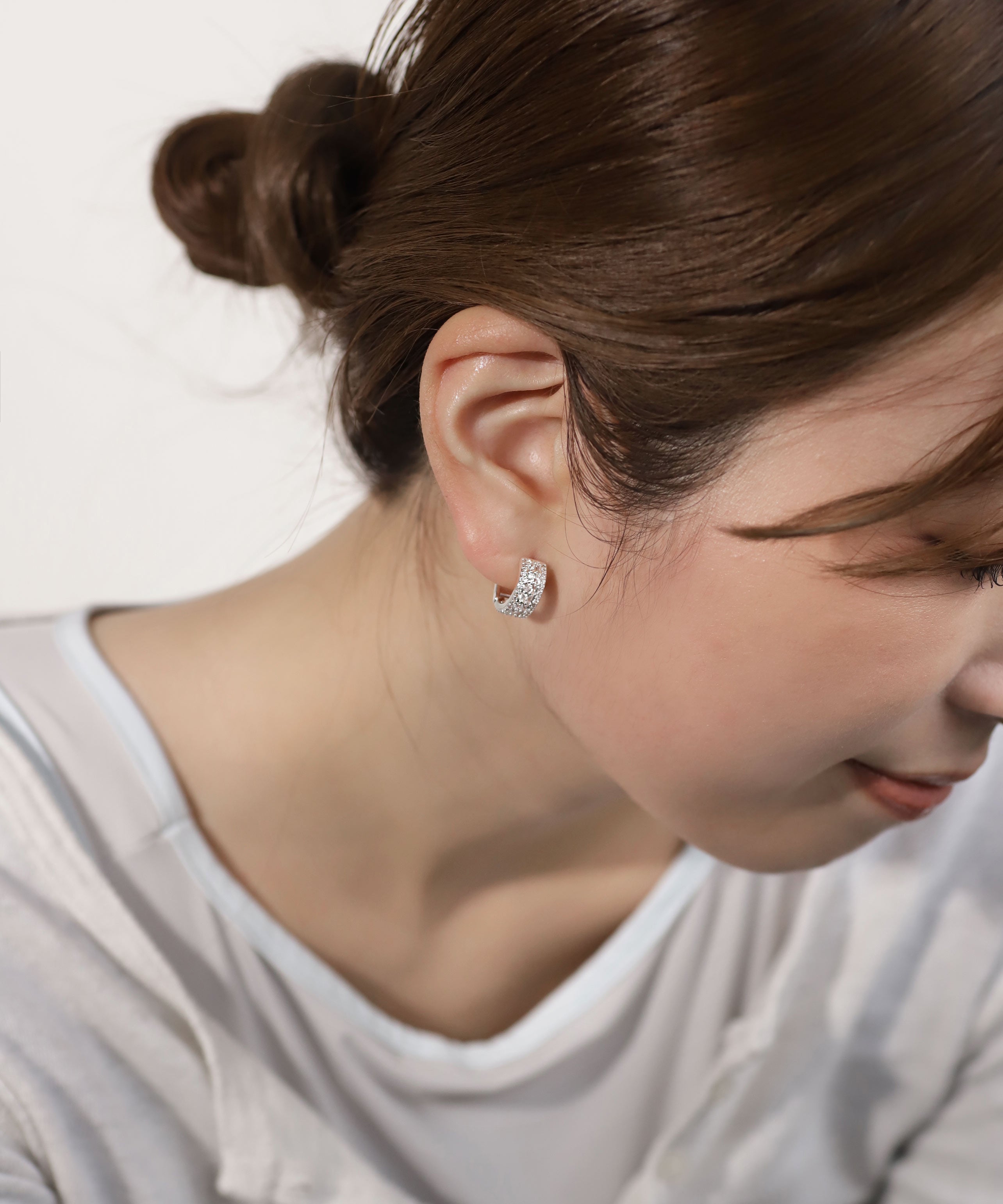 mimi33】ビジューフープピアス[Sheerchic]｜アネモネ・シエナロゼ