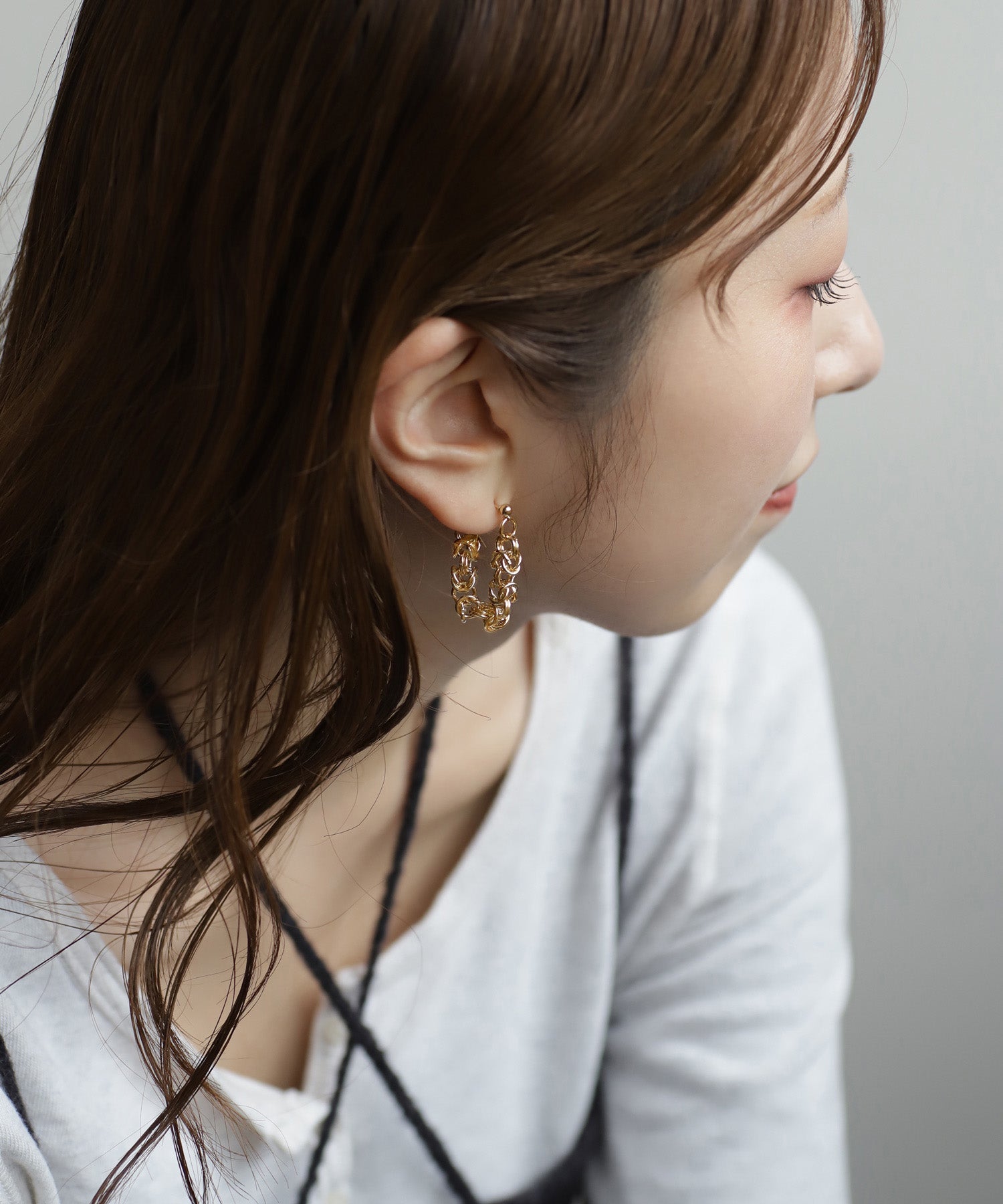 mimi33】チェーンバックキャッチピアス[ステンレス][Ownideal