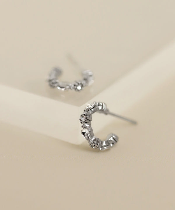 【ステンレス】ビジューフープピアス