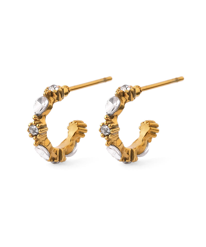 【ステンレス】ビジューフープピアス