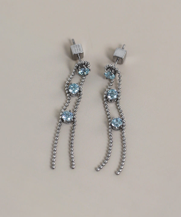 ビジュー×チェーンピアス[ステンレス][Sheerchic]