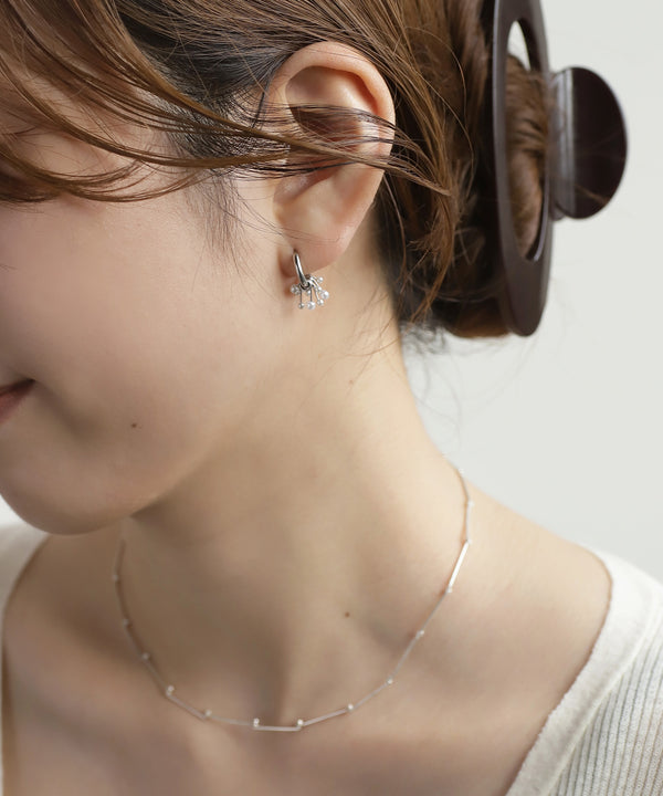 2WAYパールフープピアス[ステンレス][Sheerchic]