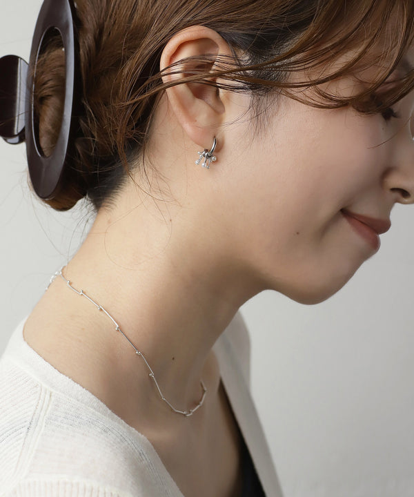 2WAYパールフープピアス[ステンレス][Sheerchic]