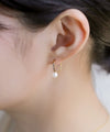 [Stainless Steel] Pearl and Rhinestone Hook Earrings