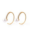 [Stainless Steel] Pearl and Rhinestone Hook Earrings