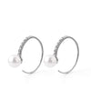 [Stainless Steel] Pearl and Rhinestone Hook Earrings