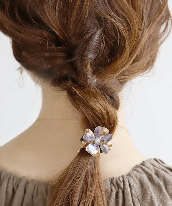 メタルフラワーヘアゴム