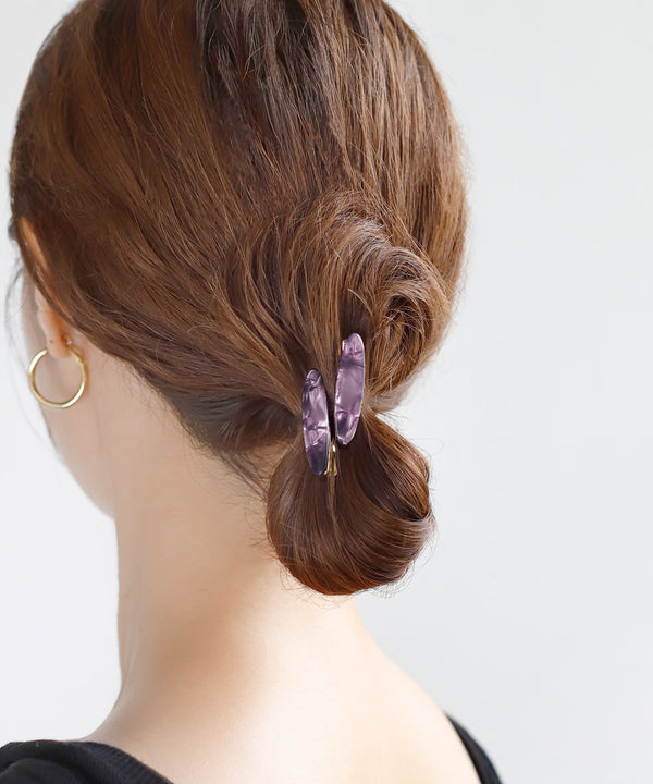 マーブルカラーヘアクリップ[2本セット]