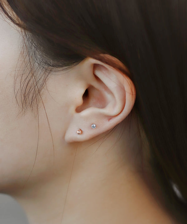 ビジュー×メタルスフィアピアス[2ペアセット]