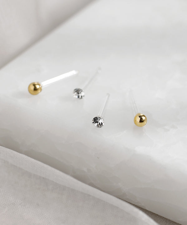 ビジュー×メタルスフィアピアス[2ペアセット]