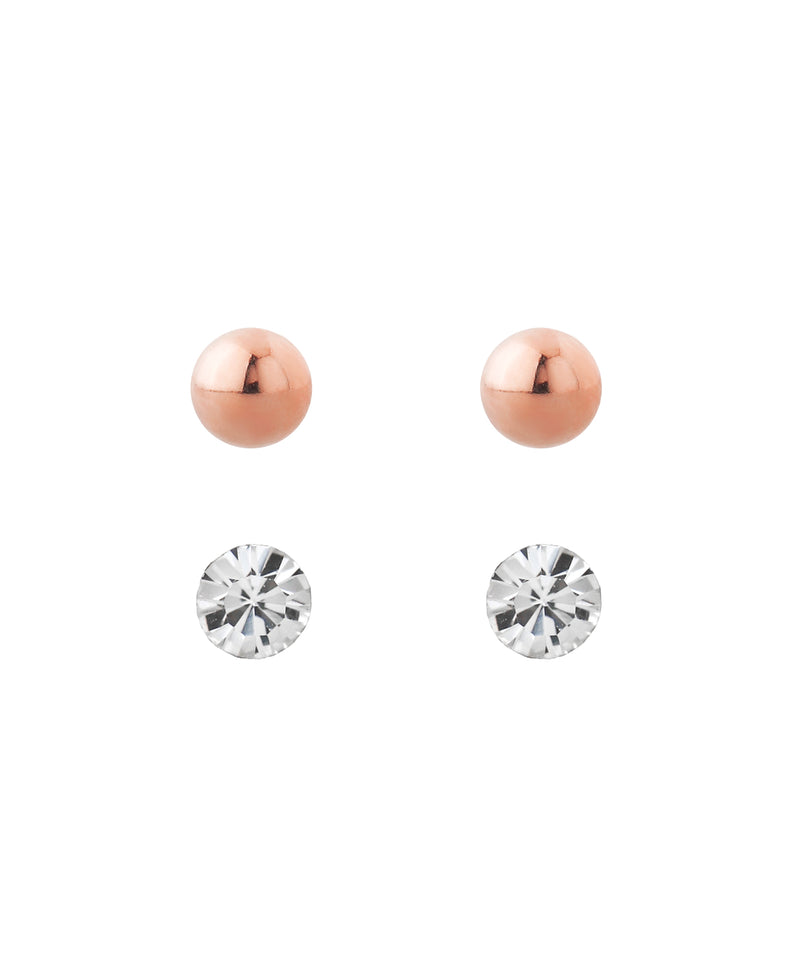 寶石X金屬圓球耳環[2對組]