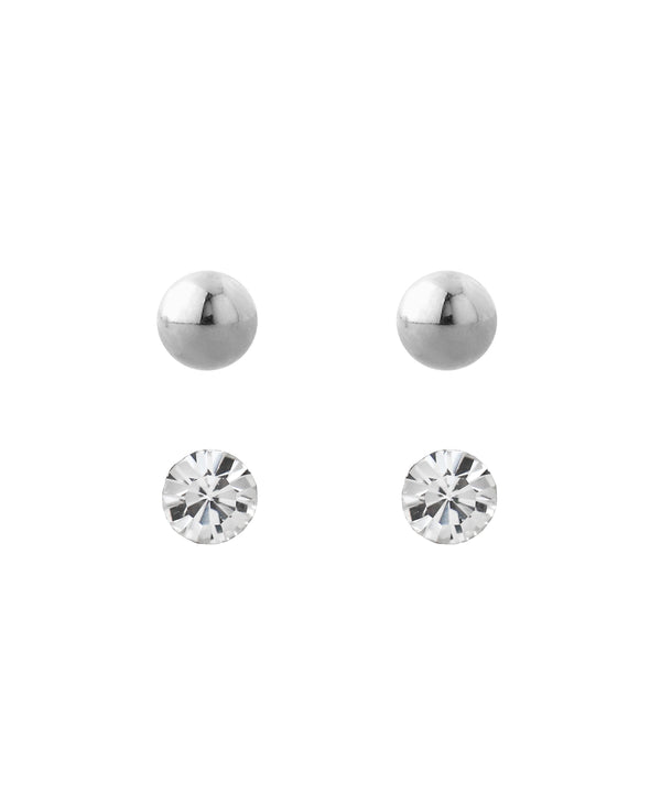 ビジュー×メタルスフィアピアス[2ペアセット]