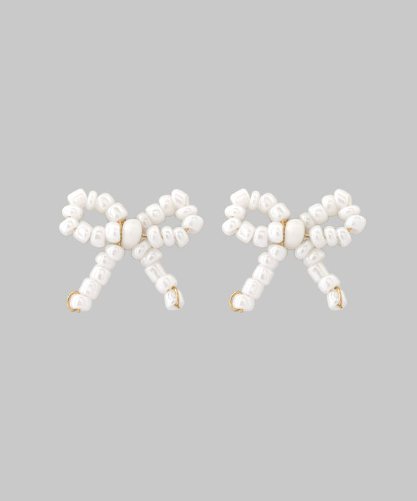 ビーズリボンピアス