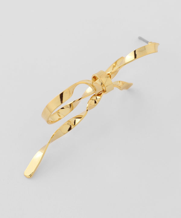 ニュアンスメタルリボンピアス[Ownideal]