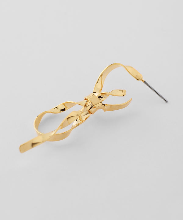 ニュアンスメタルリボンピアス[Ownideal]