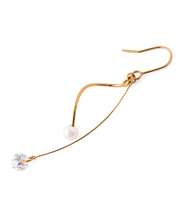 【ステンレス】パール×ビジュースイングピアス