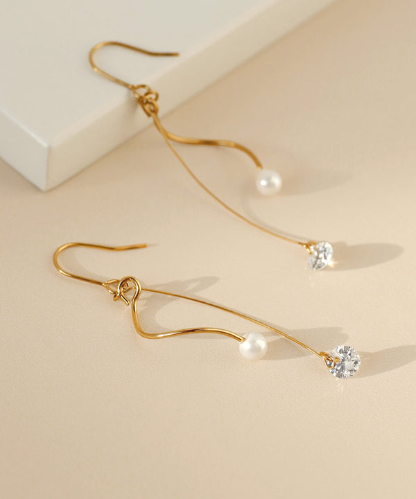 【ステンレス】パール×ビジュースイングピアス