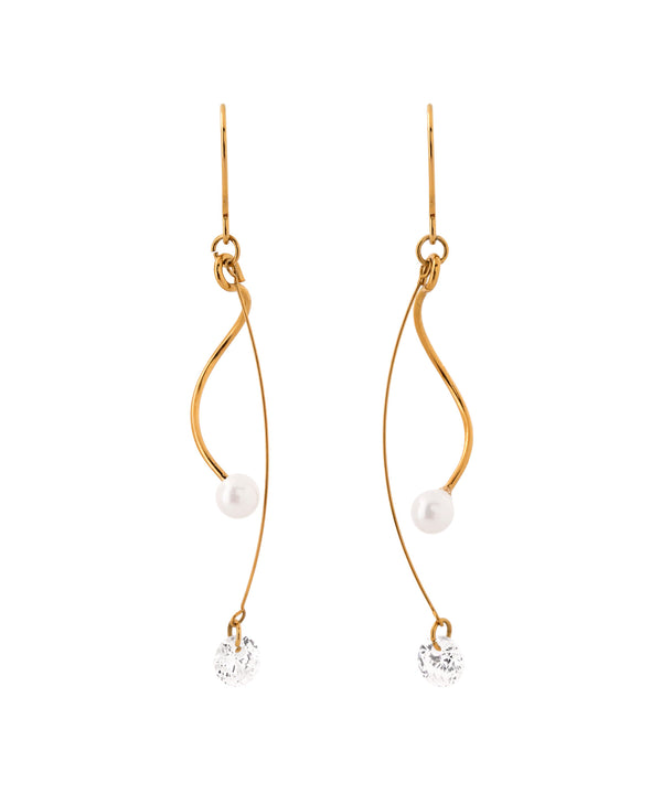 【ステンレス】パール×ビジュースイングピアス