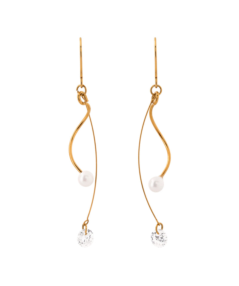 【ステンレス】パール×ビジュースイングピアス