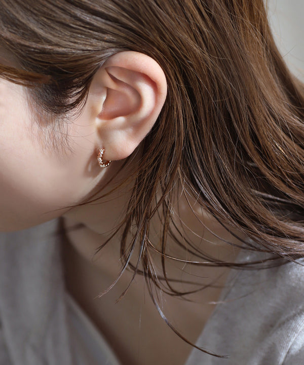 ビジュー×ツイストフープピアス[Sheerchic]