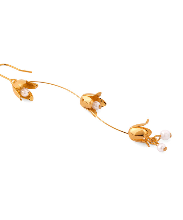 Pearl x Flower Hook Earrings [Sheerchic]
