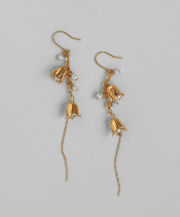 パール×フラワーフックピアス[Sheerchic]