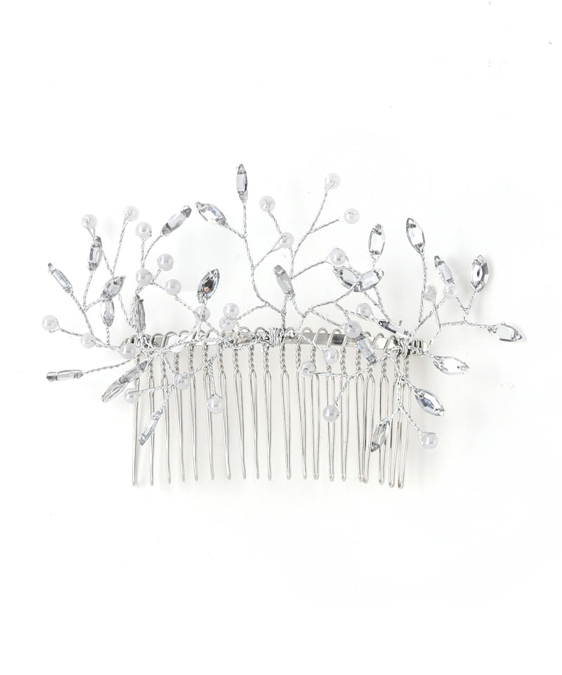 Small pearl and almond jeweled vine comb