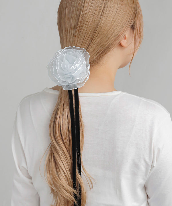 シアーローズ×ベルベットリボン2WAYヘアゴム