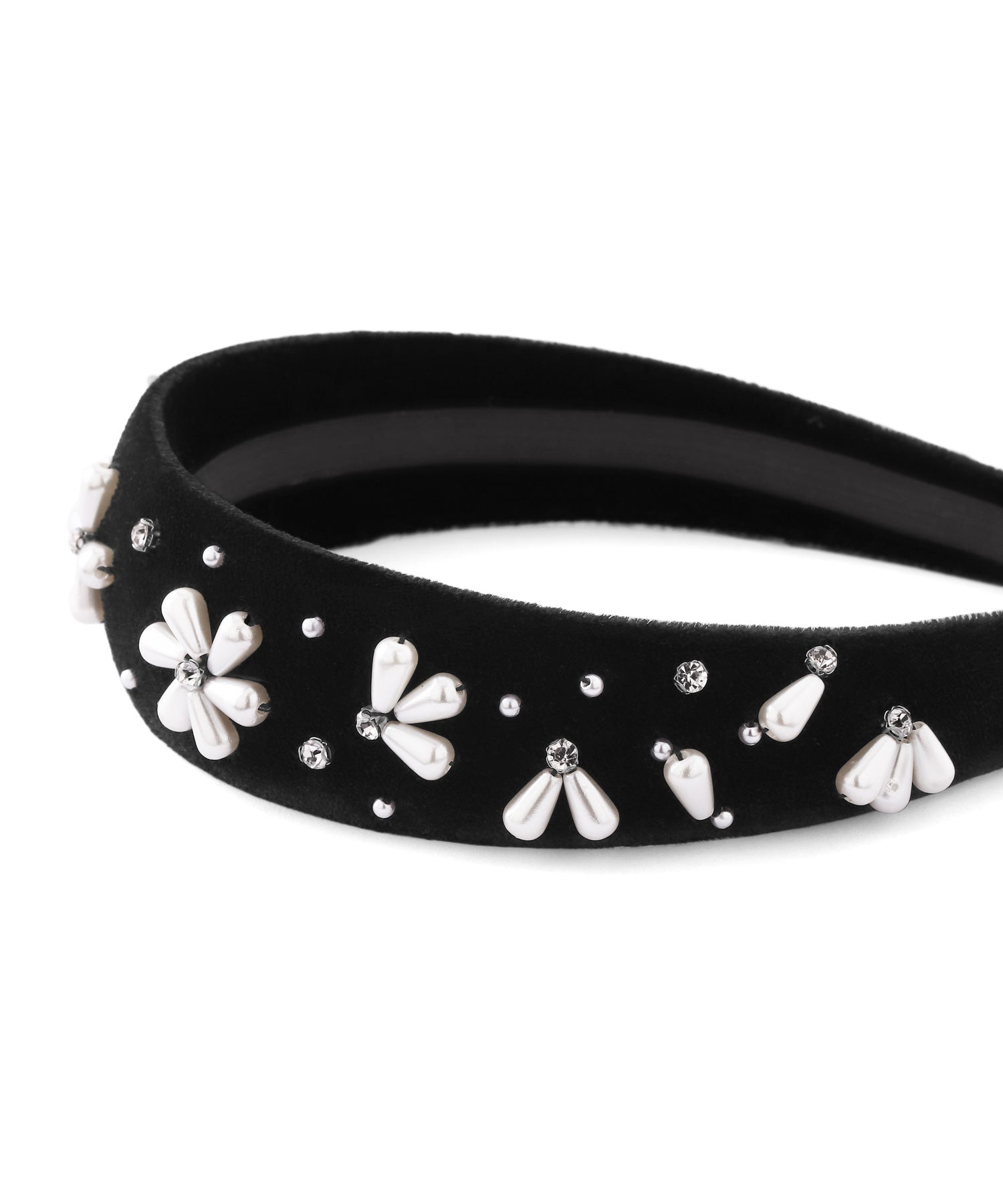 ANEMONE HAIR】パールフラワー×ビジューベロアカチューシャ｜アネモネ