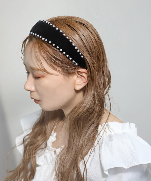 パール×ビーズベロアカチューシャ