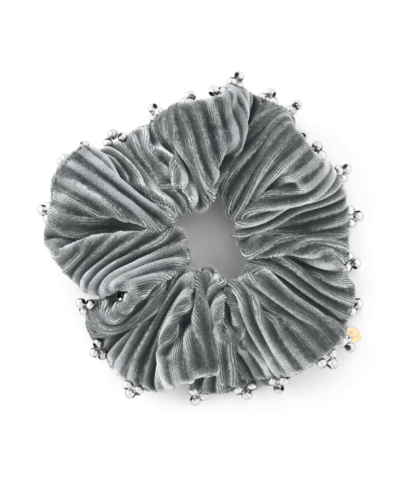 ビーズ×ベロアプリーツシュシュ