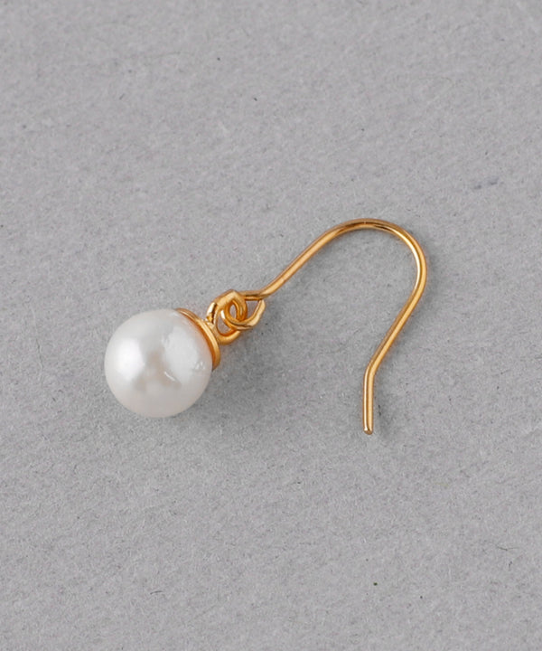 本真珠のシンプルフックピアス[中][ジャルビジュー]