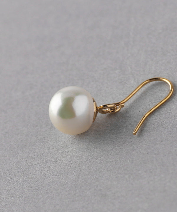 本真珠のシンプルフックピアス[大][ジャルビジュー]