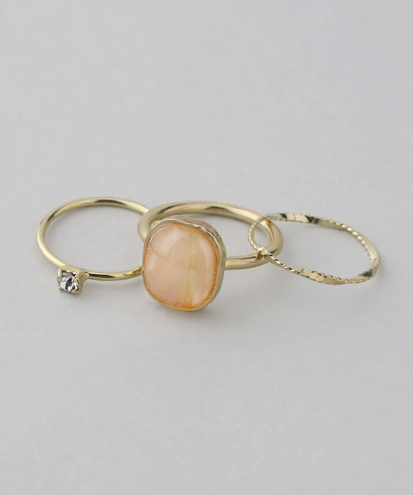 マーブルカラープレートリング［3本セット］