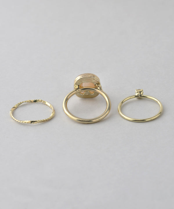 マーブルカラープレートリング［3本セット］