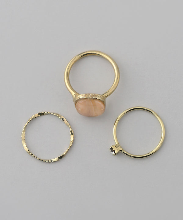 マーブルカラープレートリング［3本セット］