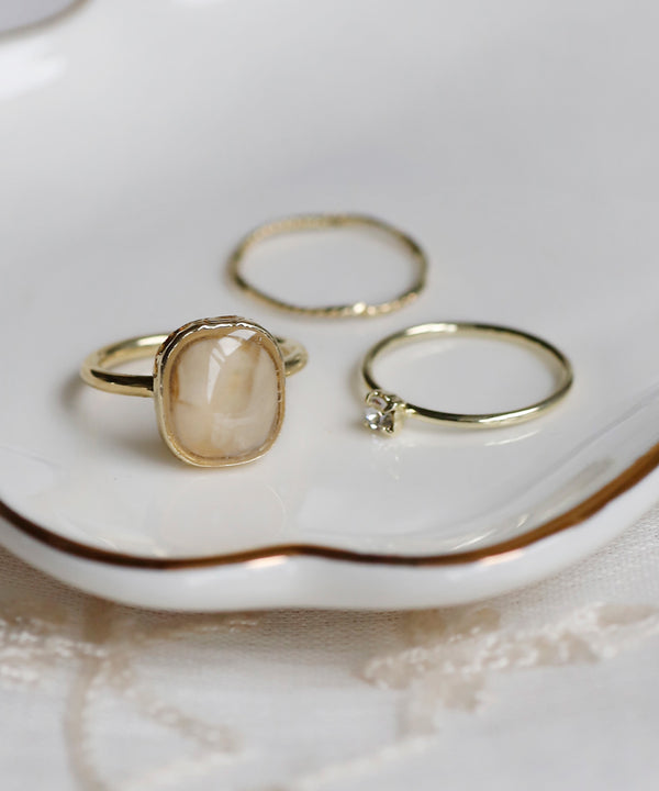 マーブルカラープレートリング［3本セット］