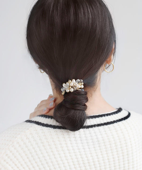 パール×メタルヘアゴム