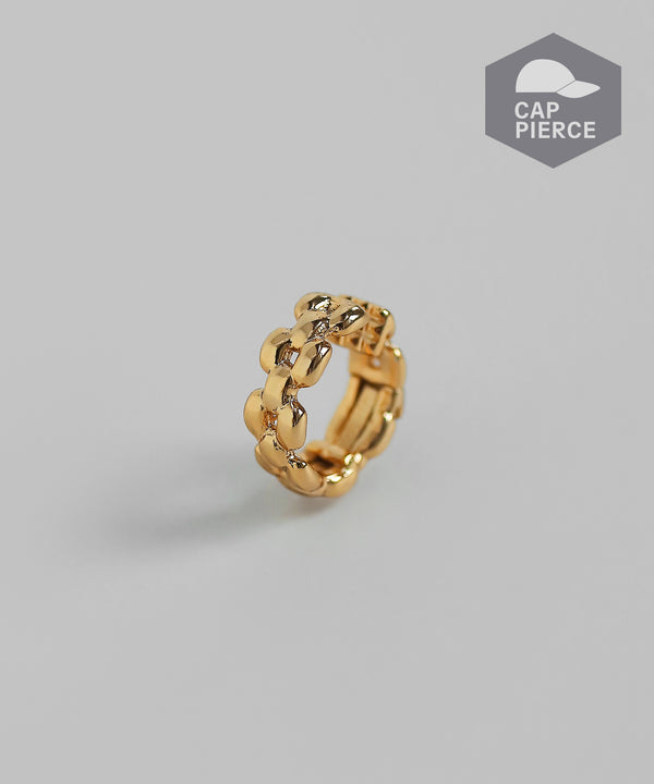 Chain Hoop Cap Earrings