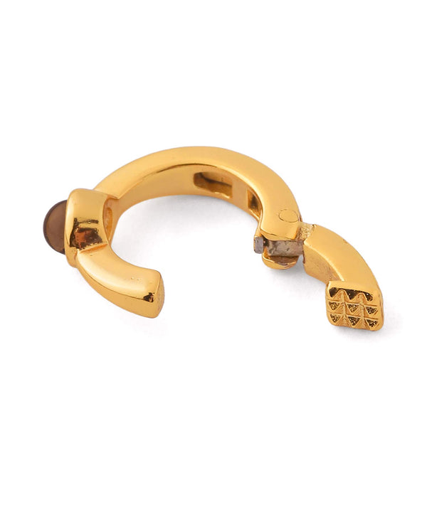 Natural Stone Hoop Cap Earrings