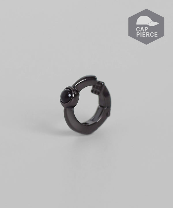 Natural Stone Hoop Cap Earrings
