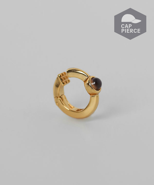 Natural Stone Hoop Cap Earrings