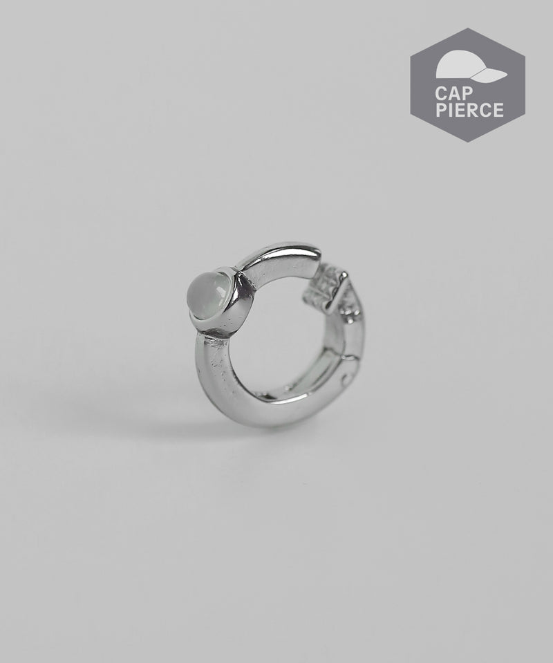 天然石フープキャップピアス