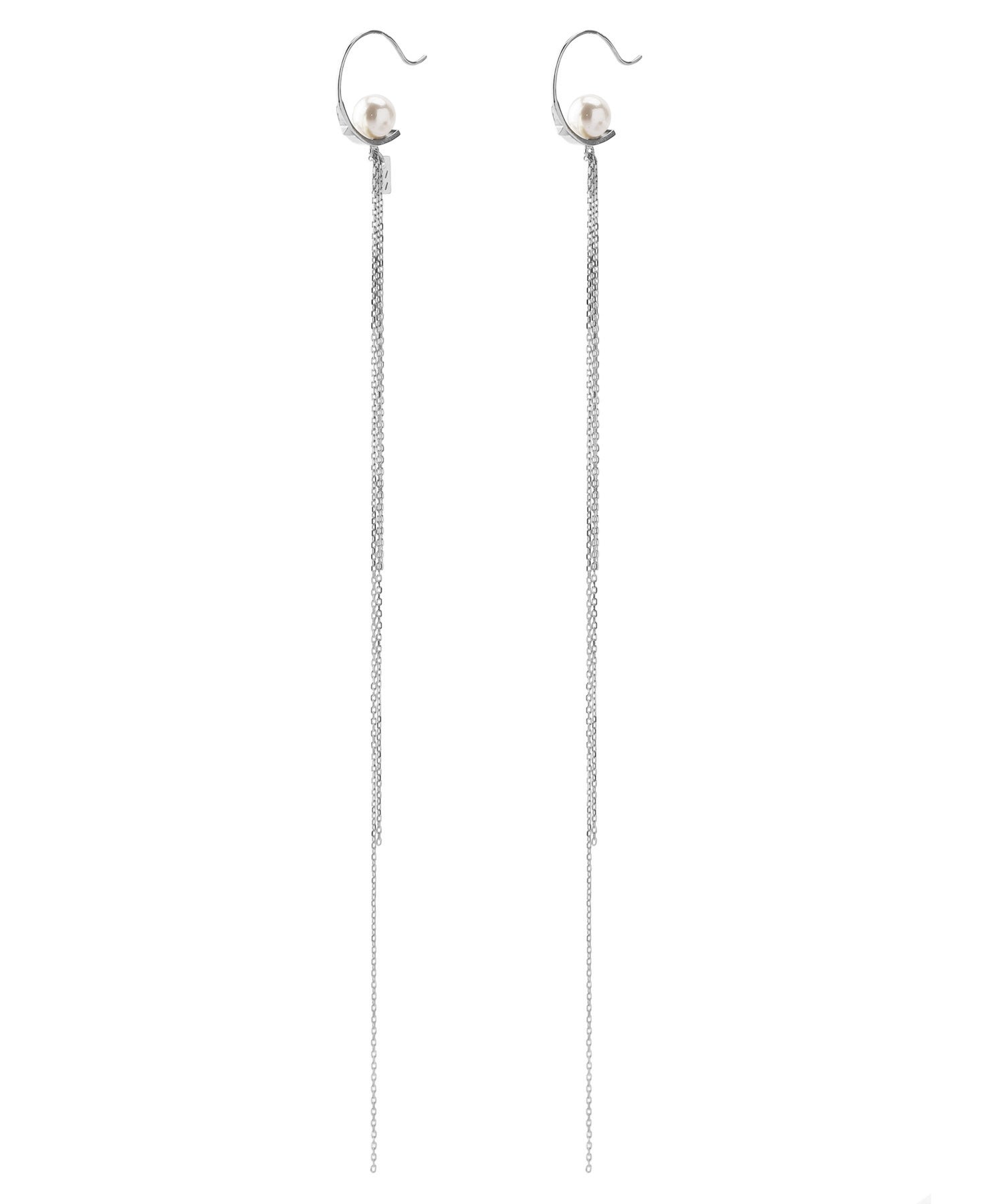 パールとチェーンのホワイトピアス Clackers White 京都オパール【ピアス/イヤリング】アメリカン