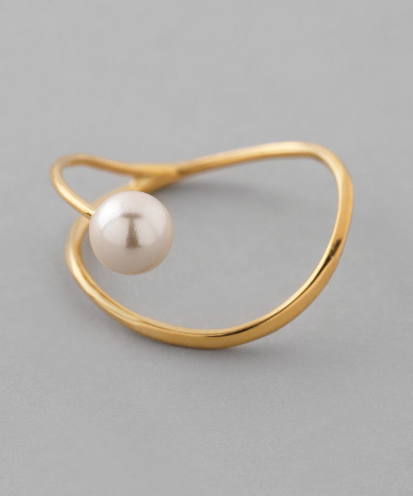 Pearl x Wave Line Ring [Sheerchic]