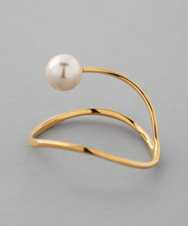 Pearl x Wave Line Ring [Sheerchic]