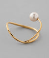 Pearl x Wave Line Ring [Sheerchic]