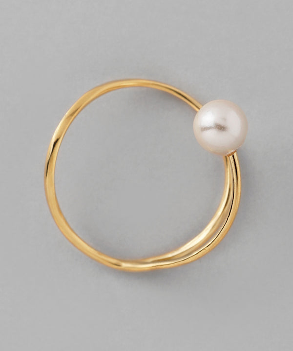 Pearl x Wave Line Ring [Sheerchic]