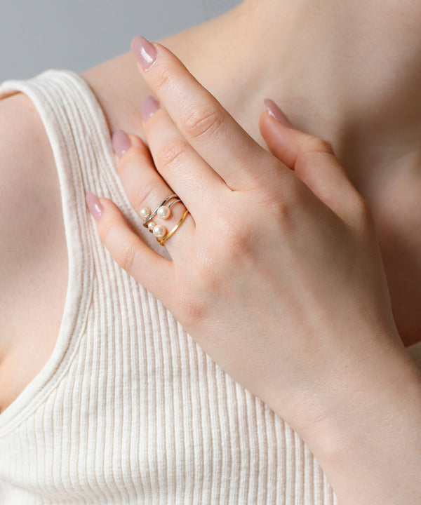 Pearl x Wave Line Ring [Sheerchic]