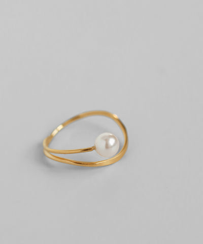 パール×ウェーブラインリング[Sheerchic]